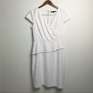 Antonio Melani white peplum capsleeve sheath dress